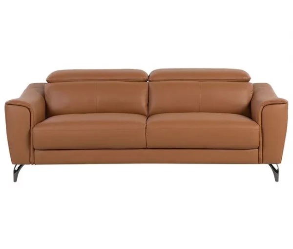 Conjunto de sofás reclináveis de 4 lugares em pele castanha dourada NARWIK