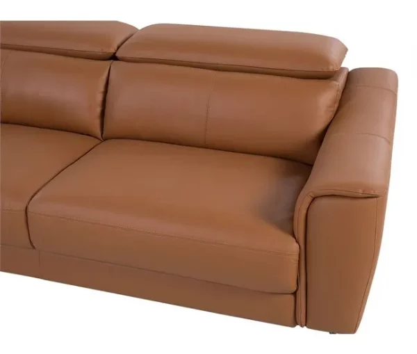 Conjunto de sofás reclináveis de 4 lugares em pele castanha dourada NARWIK