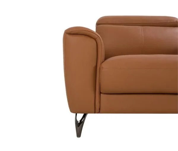 Conjunto de sofás reclináveis de 4 lugares em pele castanha dourada NARWIK