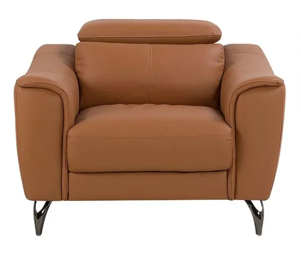 Conjunto de sofás reclináveis de 4 lugares em pele castanha dourada NARWIK