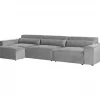 Sofá modular 3 lugares com repousa-pés em tecido cinzento HELLNAR