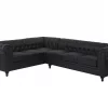 Ecksofa rechts, CHESTERFIELD, PU Schwarz, CH.