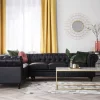 Ecksofa rechts, CHESTERFIELD, PU Schwarz, CH.