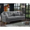 Sofá cama Dfranzo, sofá cama de 3 lugares com arrumação linear com 3 almofadas incluídas, sofá da sala estofado em tecido com abertura click-clac, 207x82xh92 cm, Cinza
