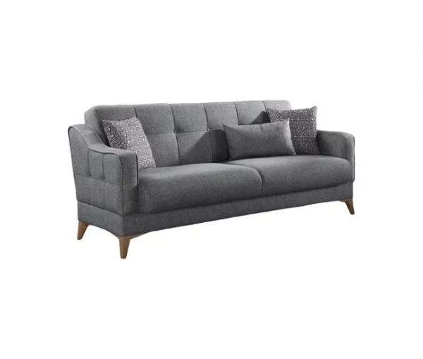 Sofá cama Dfranzo, sofá cama de 3 lugares com arrumação linear com 3 almofadas incluídas, sofá da sala estofado em tecido com abertura click-clac, 207x82xh92 cm, Cinza