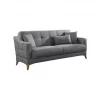 Sofá cama Dfranzo, sofá cama de 3 lugares com arrumação linear com 3 almofadas incluídas, sofá da sala estofado em tecido com abertura click-clac, 207x82xh92 cm, Cinza