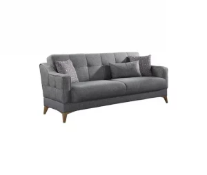 Sofá cama Dfranzo, sofá cama de 3 lugares com arrumação linear com 3 almofadas incluídas, sofá da sala estofado em tecido com abertura click-clac, 207x82xh92 cm, Cinza