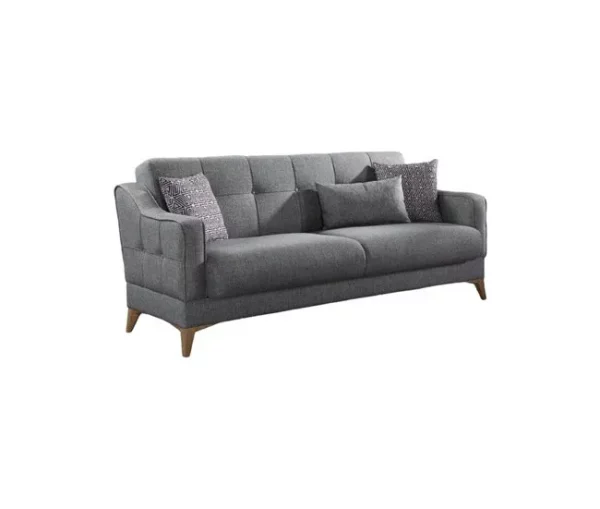 Sofá cama Dfranzo, sofá cama de 3 lugares com arrumação linear com 3 almofadas incluídas, sofá da sala estofado em tecido com abertura click-clac, 207x82xh92 cm, Cinza
