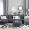 Sofa ABERDEEN U-förmig Stoff Dunkelgrau CH