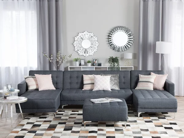 Sofa ABERDEEN U-förmig Stoff Dunkelgrau CH