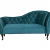 Chaiselongue LATTES rechtsseitig blau Samtstoff CH_
