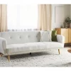 Sofá-cama 3 lugares em tecido bouclé branco FLORLI