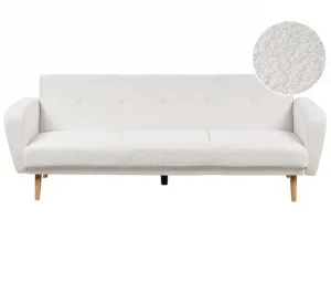 Sofá-cama 3 lugares em tecido bouclé branco FLORLI