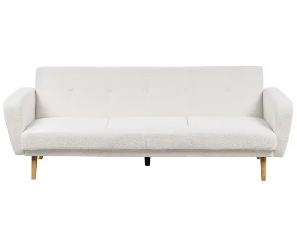 Sofá-cama 3 lugares em tecido bouclé branco FLORLI