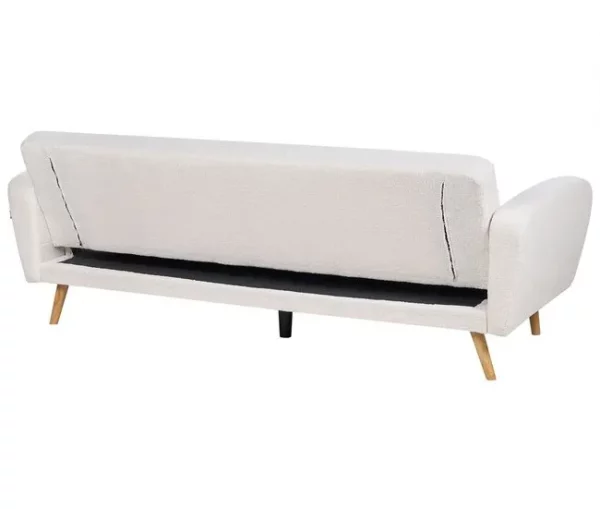 Sofá-cama 3 lugares em tecido bouclé branco FLORLI