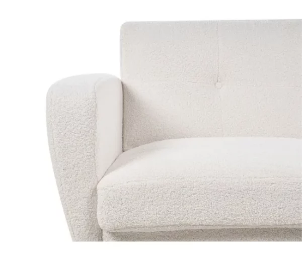Sofá-cama 3 lugares em tecido bouclé branco FLORLI