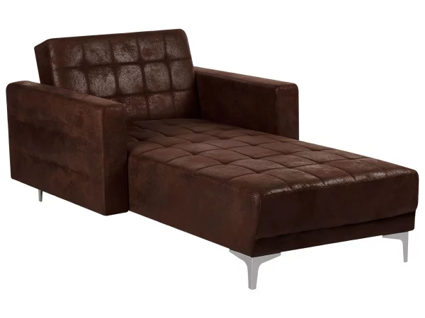 Chaiselongue ABERDEEN Lederoptik Old Style Braun CH