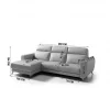 Chaise longue relax elétrica SALMA esquerda 4 lugares cinza