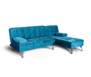 Pack Sofá Chaise Longue + Mesa de Cristal Temperado + 6 Cadeiras