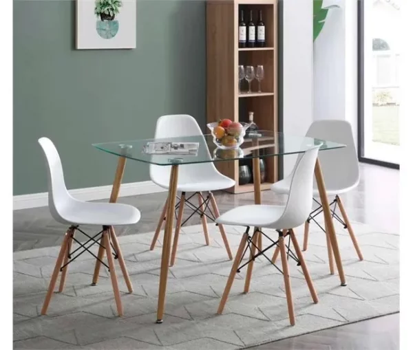 Pack Sofá Chaise Longue + Mesa de Cristal Temperado + 6 Cadeiras