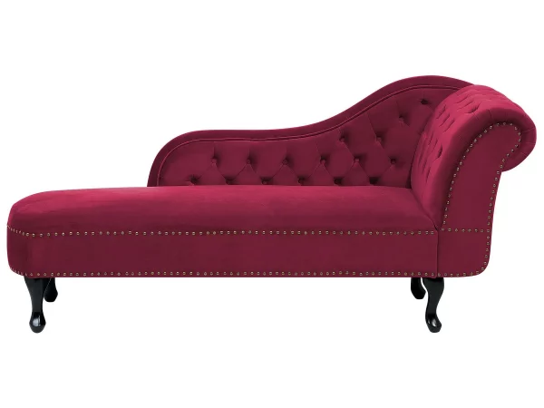 Chaiselongue NIMES recht Samtstoff burgunderrot CH_