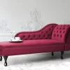Chaiselongue NIMES recht Samtstoff burgunderrot CH_