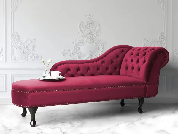 Chaiselongue NIMES recht Samtstoff burgunderrot CH_
