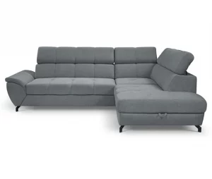 Sofá de canto com cama BENIX dereita 4 lugares cinza