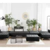 Sofá-cama XXL de 6 lugares com repousa-pés em veludo preto ABERDEEN