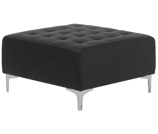 Sofá-cama em forma de U de 5 lugares com repousa-pés em pele sintética preta ABERDEEN