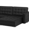 Sofá-cama em forma de U de 5 lugares com repousa-pés em pele sintética preta ABERDEEN