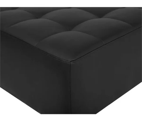 Sofá-cama em forma de U de 5 lugares com repousa-pés em pele sintética preta ABERDEEN