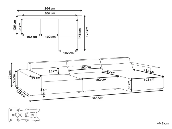 3 Seater L HELLNAR, Brown,DEF