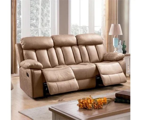 Sofá Kendal de 3 lugares para relaxar, duehome, Beige (ancho),