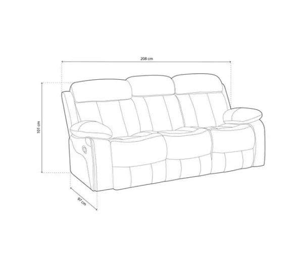 Sofá Kendal de 3 lugares para relaxar, duehome, Beige (ancho),