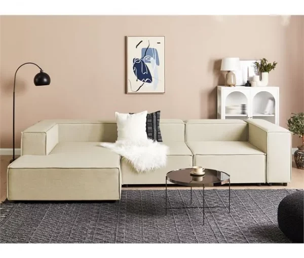 Chaise-longue em linho creme à direita APRICA
