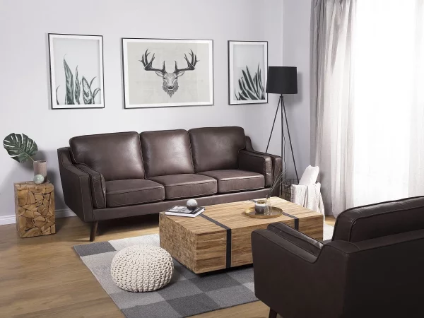 Sofa LOKKA, 3 sitzer braun Lederoptik CH