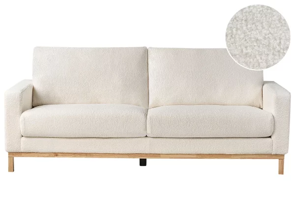 2 Seater Sofa White Boucle SIGGARD,DEF