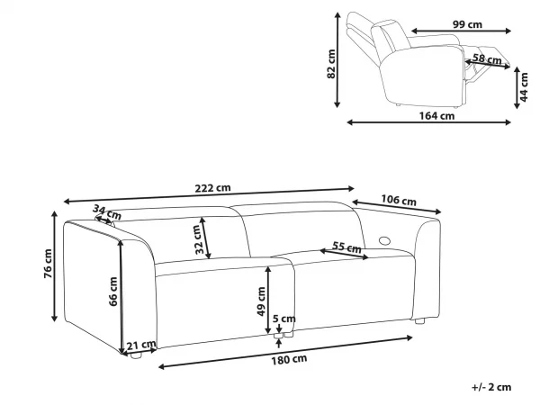 Sofa, ULVEN, White, DEF