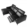 Sofá relaxante com chaise longue esquerda em pele preta
