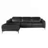Sofá relaxante com chaise longue esquerda em pele preta