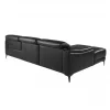 Sofá relaxante com chaise longue esquerda em pele preta