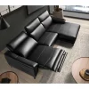 Sofá relaxante com chaise longue esquerda em pele preta