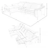 Sofá relaxante com chaise longue esquerda em pele preta