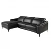 Sofá relaxante com chaise longue esquerda em pele preta