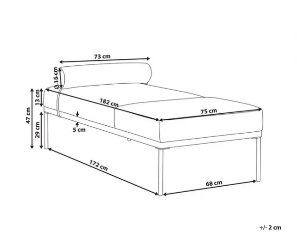 Chaise-longue em linho sintético e pele sintética creme e castanho escuro MALMOS