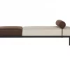 Chaise-longue em linho sintético e pele sintética creme e castanho escuro MALMOS