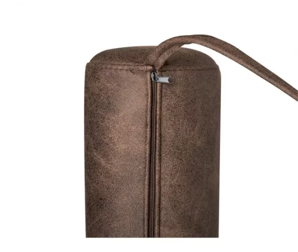 Chaise-longue em linho sintético e pele sintética creme e castanho escuro MALMOS