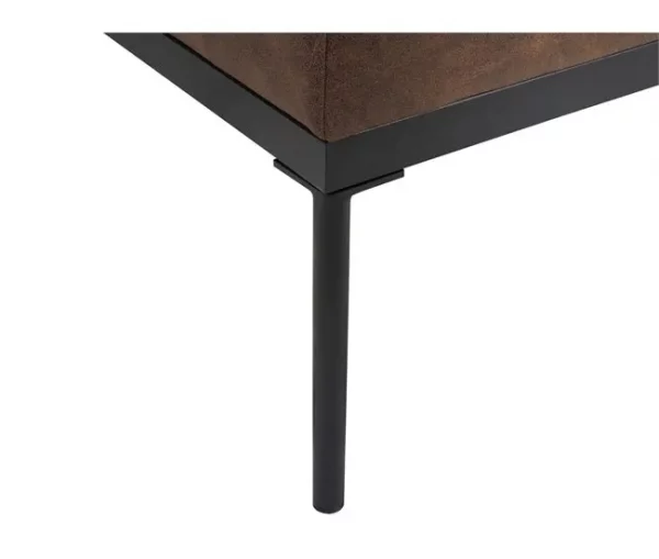 Chaise-longue em linho sintético e pele sintética creme e castanho escuro MALMOS