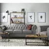Conjunto de sofás com 4 lugares em tecido cinzento claro CHESTERFIELD BIG